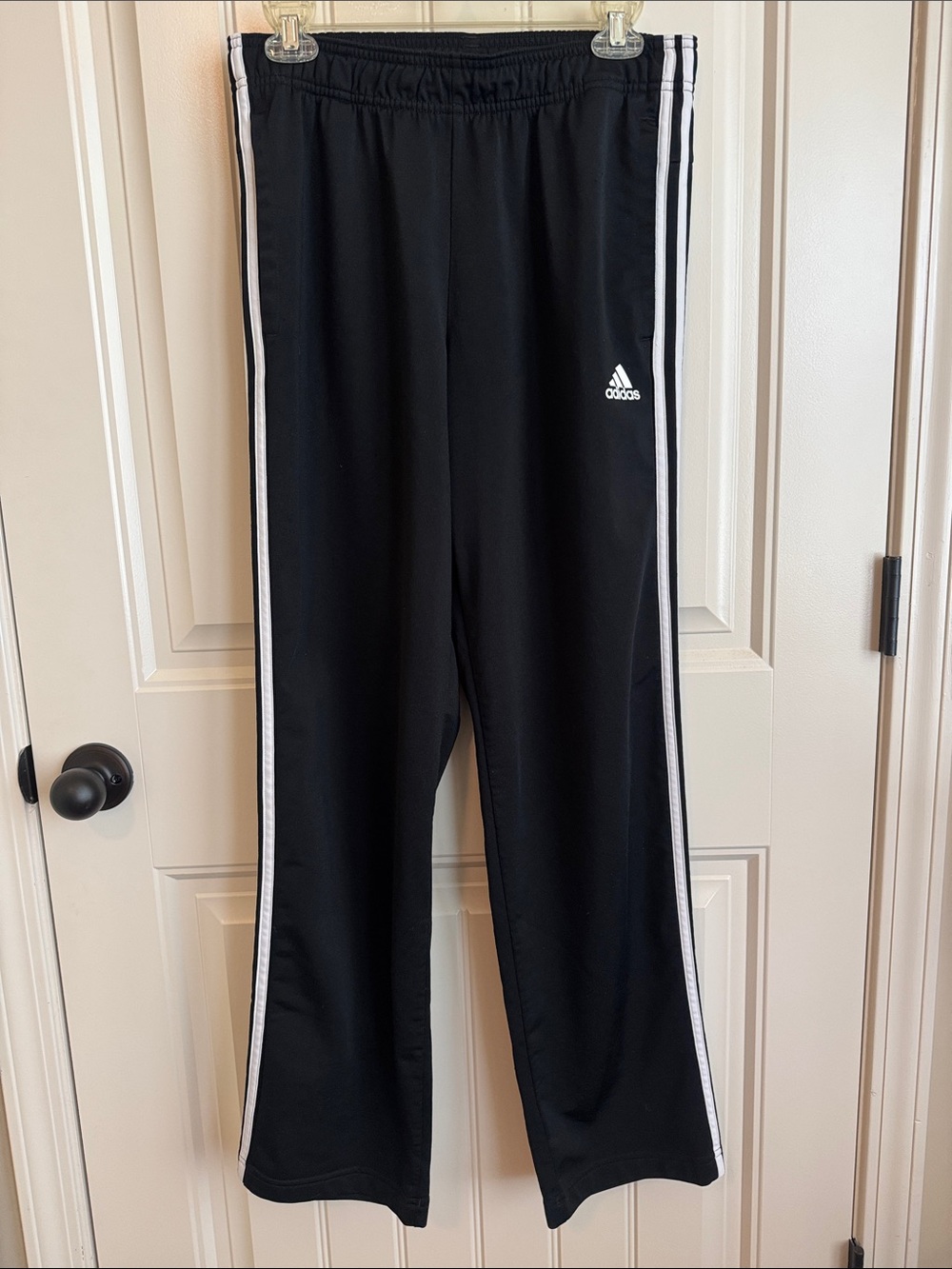 adidas Black Men's Track Pants with White Side Stripes